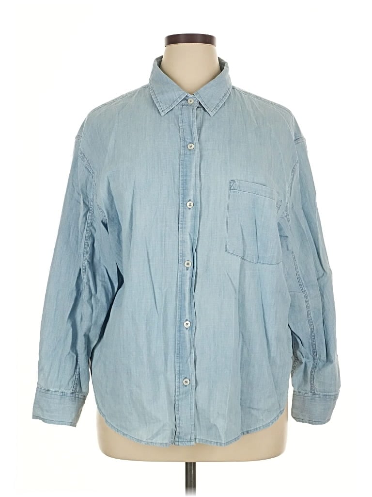 Pre-owned Sonoma Goods For Life Long Sleeve Button Down Shirt In Blue