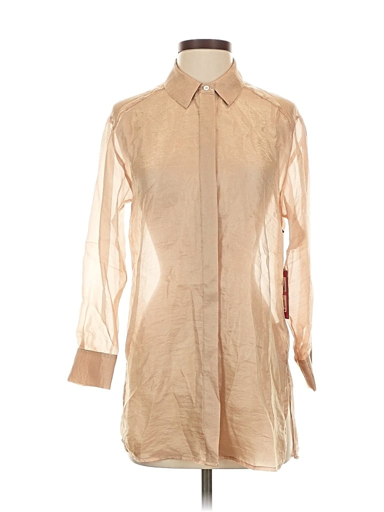 Pre-owned Vince Camuto 3/4 Sleeve Button Down Shirt In Brown