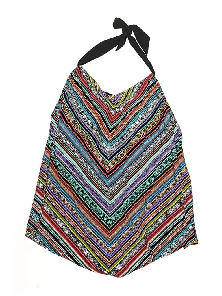 Aqua Green Swimsuit Top Gray Chevron/herringbone Pattern Swimwear