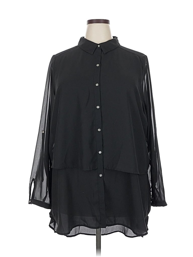 Pre-owned Lane Bryant 3/4 Sleeve Blouse In Black