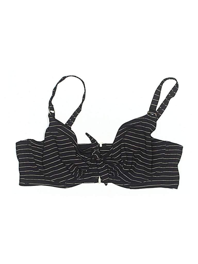 Pre-owned Swimsuits For All Swimsuit Top Black Stripes Pattern Swimwear