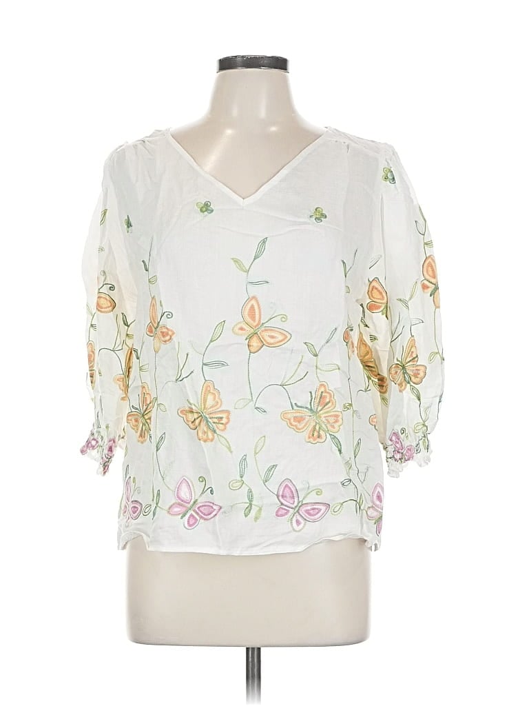 Pre-owned Kindred 3/4 Sleeve Blouse In White