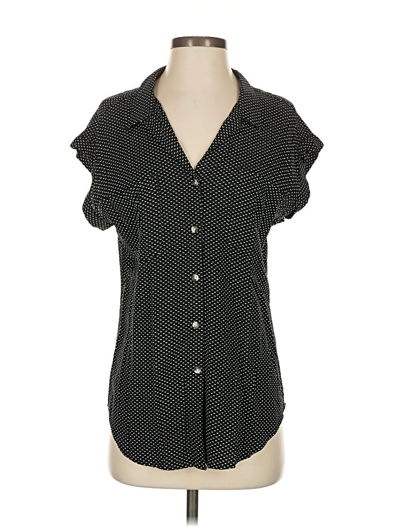 Pre-owned Jachs Girlfriend Short Sleeve Blouse In Black