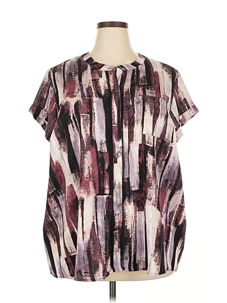 Pre-owned Simply Vera Vera Wang Short Sleeve Blouse In Purple