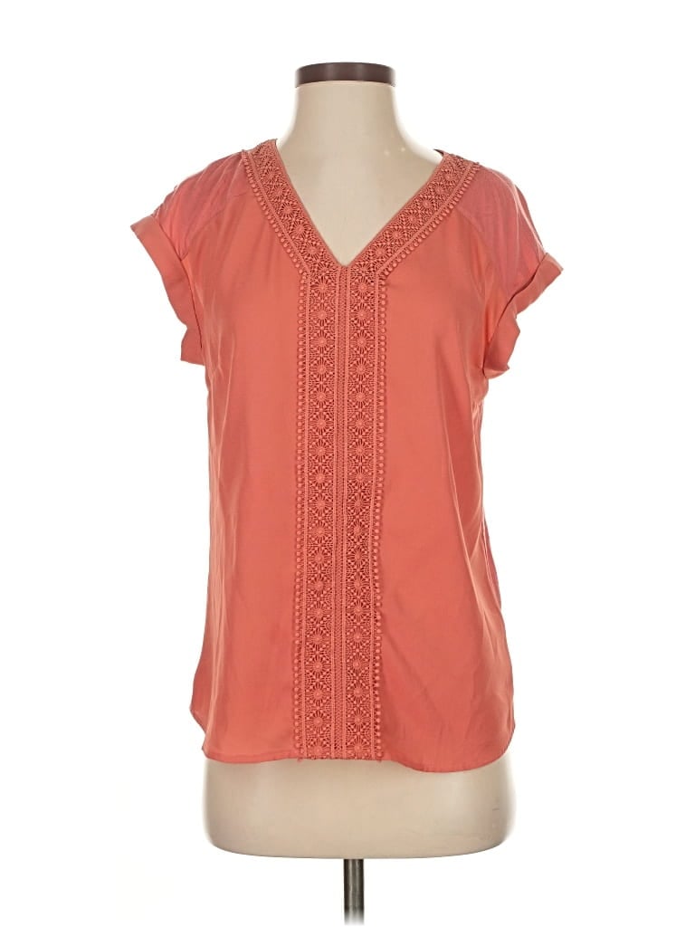 Pre-owned Fortune + Ivy Short Sleeve Blouse In Orange