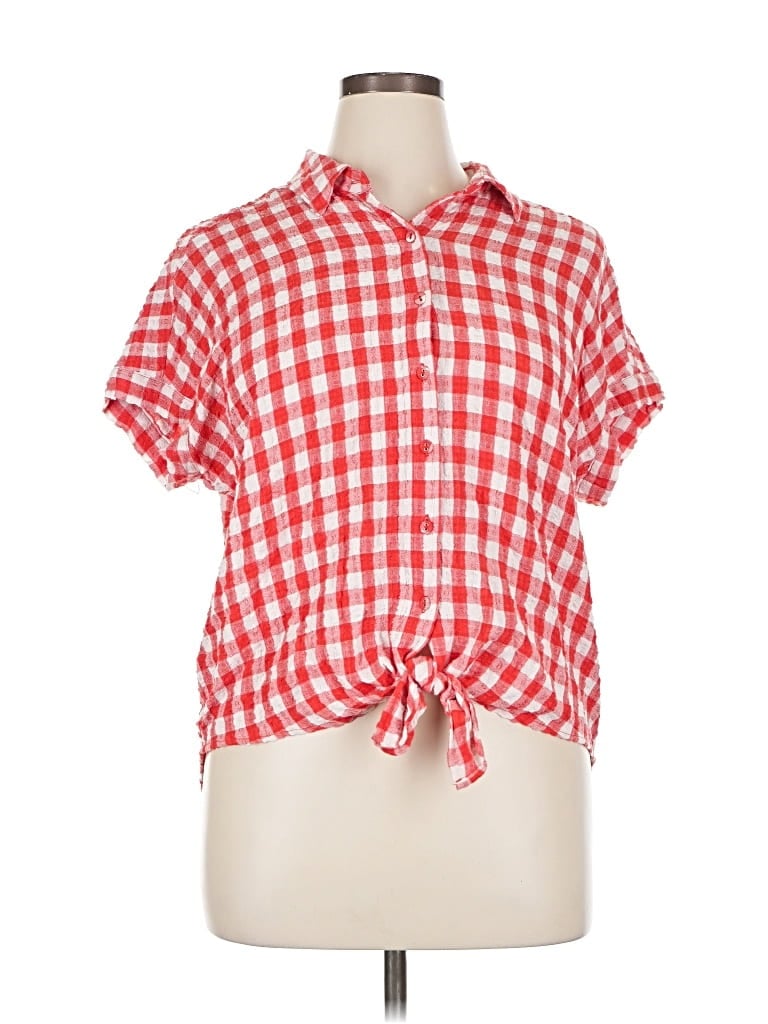 Pre-owned Jane And Delancey Short Sleeve Blouse In Red
