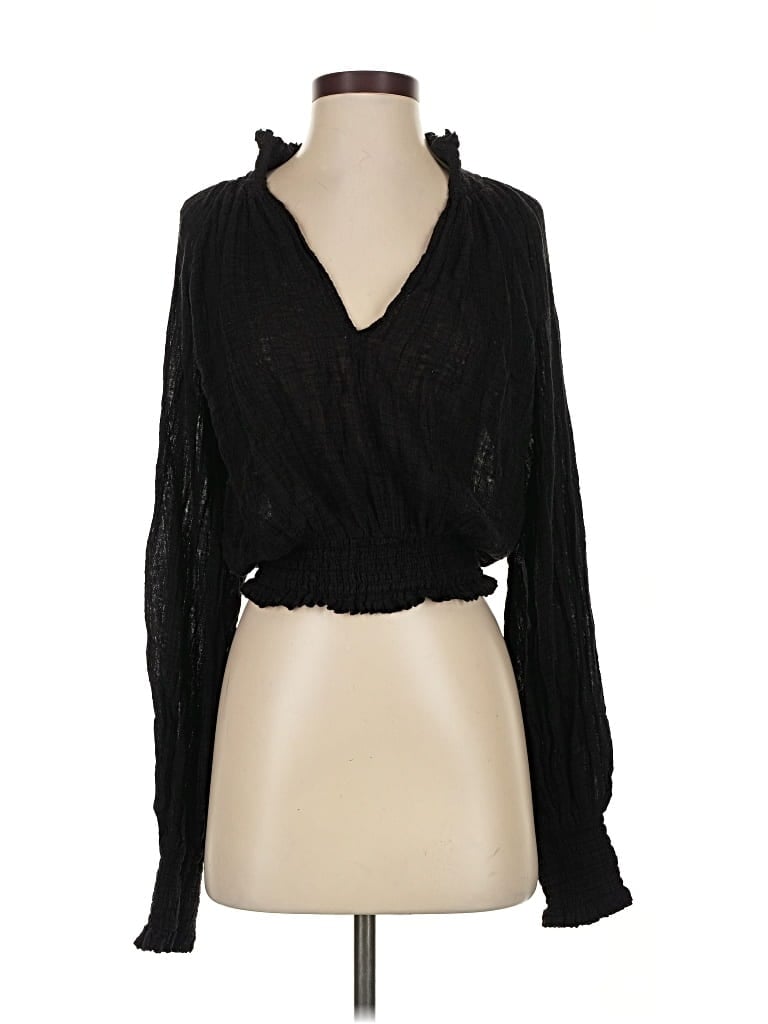 Pre-owned Fp One Long Sleeve Blouse In Black