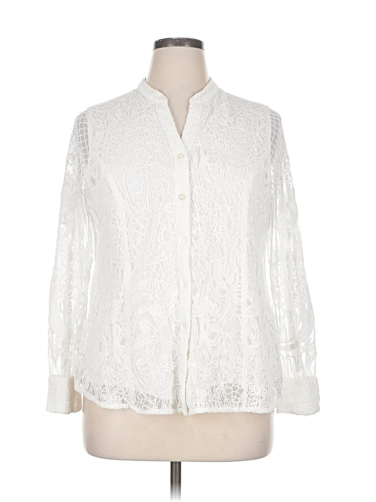 Pre-owned Soft Surroundings 3/4 Sleeve Blouse In White