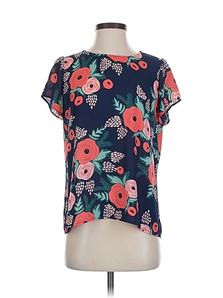 Pre-owned Paper Crown Short Sleeve Blouse In Blue