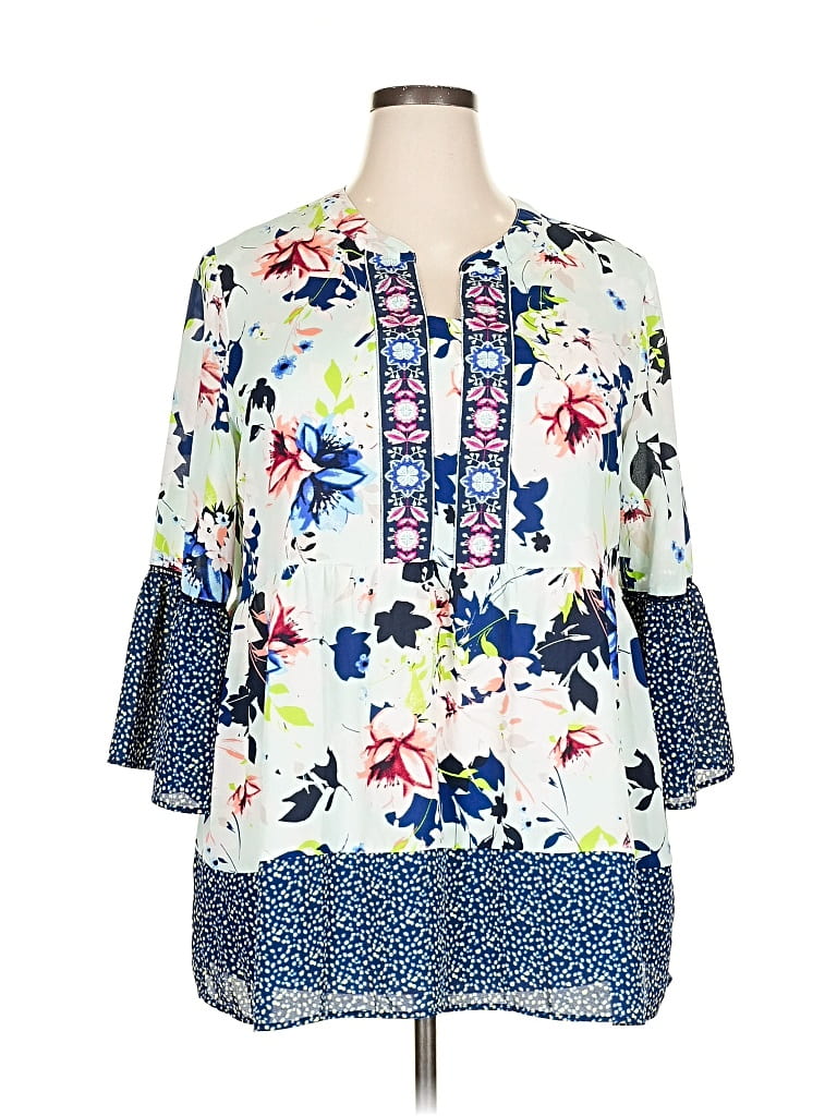 Pre-owned The Pioneer Woman 3/4 Sleeve Blouse In Blue