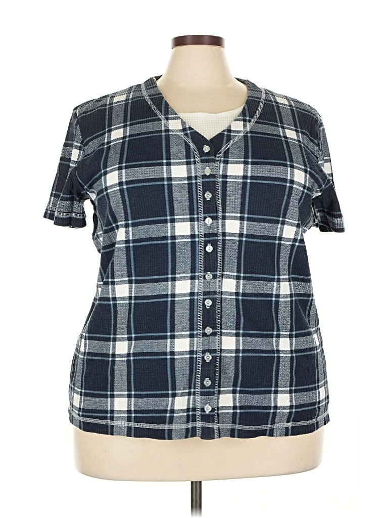 Pre-owned Fashion Bug Short Sleeve Henley Shirt In Blue