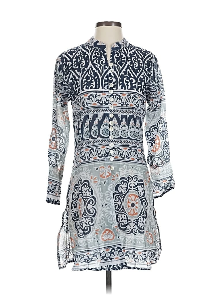 Pre-owned Dolma 3/4 Sleeve Blouse In Blue