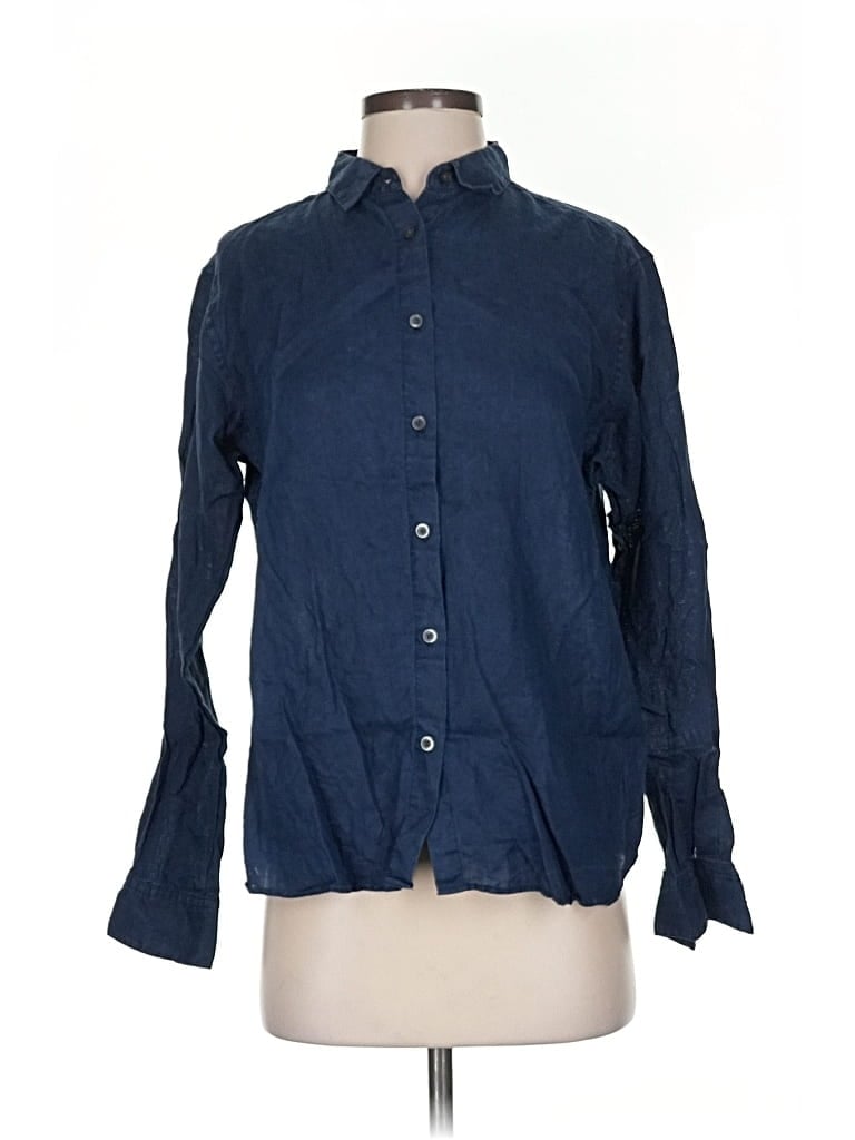 Pre-owned Uniqlo Long Sleeve Button Down Shirt In Blue