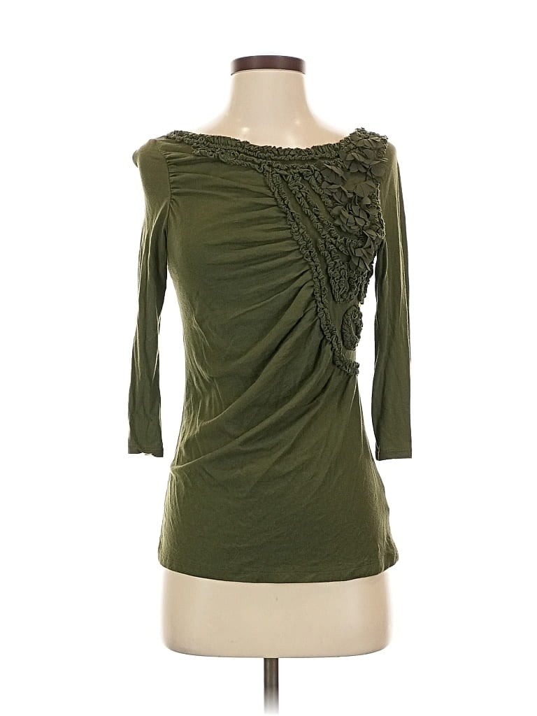 Pre-owned Deletta 3/4 Sleeve Top Green Sweetheart Neckline Tops