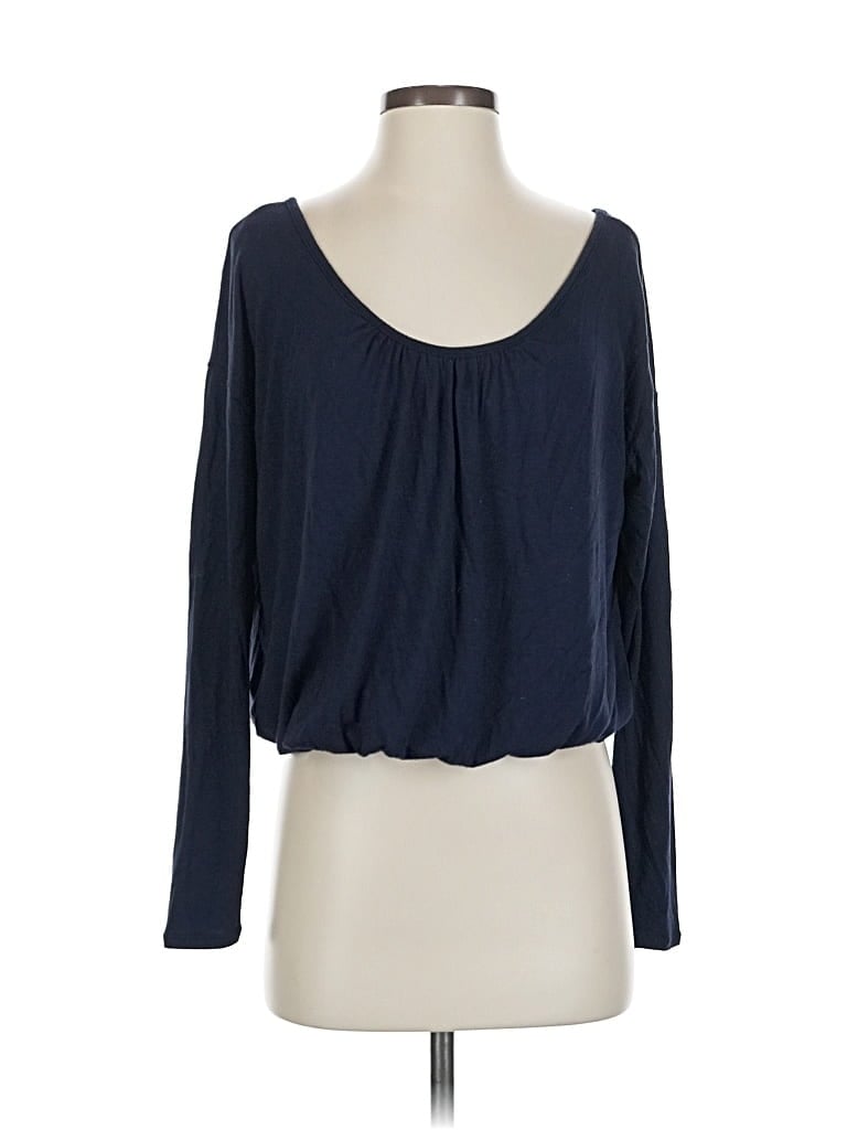 Pre-owned Maeve By Anthropologie Long Sleeve Top Blue Scoop Neck Tops