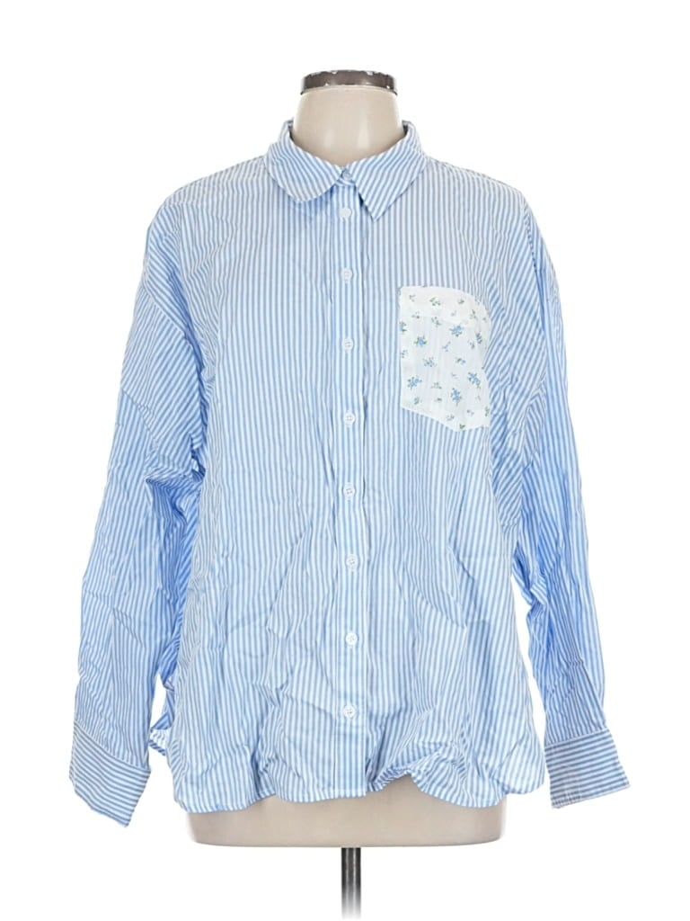 Pre-owned &merci Long Sleeve Button Down Shirt In Blue