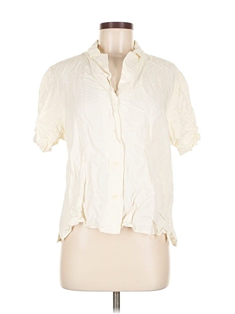 Pre-owned Uniqlo Short Sleeve Blouse In White