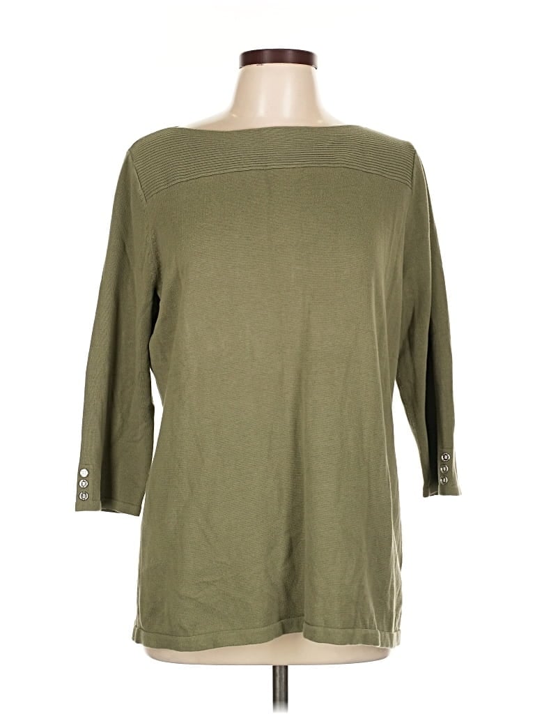 Pre-owned Karen Scott Cardigan Sweater In Green