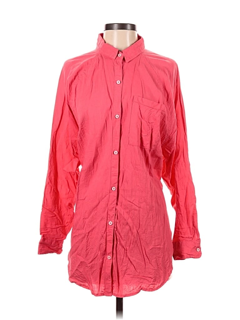Pre-owned Aerie Long Sleeve Button Down Shirt In Red
