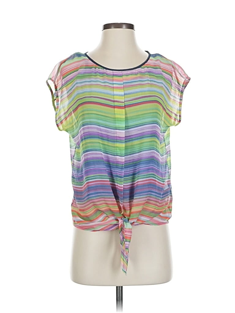 Pre-owned Liz Claiborne Short Sleeve Blouse In Purple