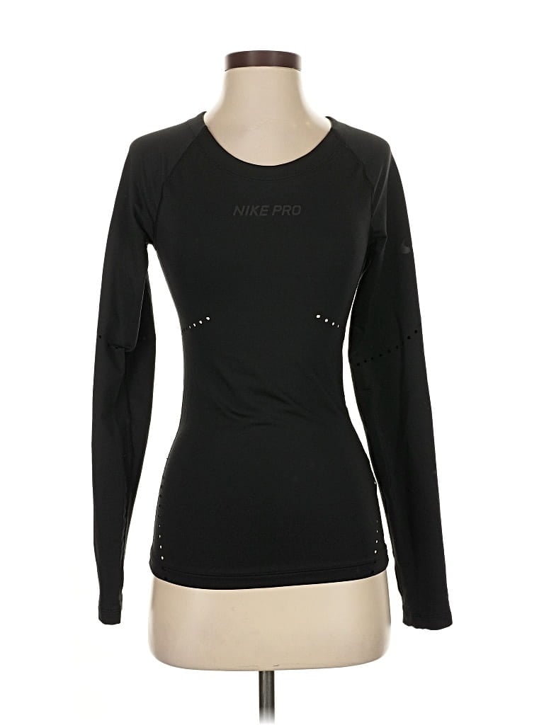 Pre-owned Nike Long Sleeve Top Black Sweetheart Neckline Tops
