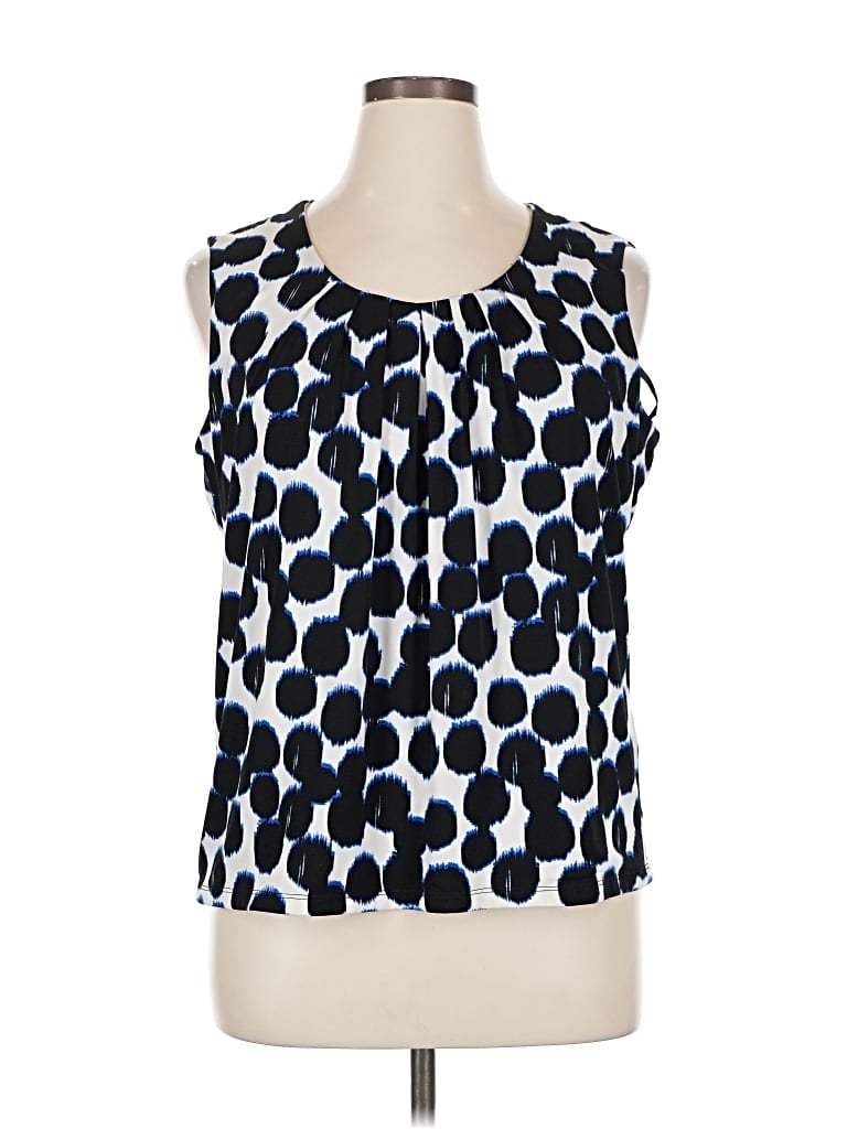 Pre-owned Kasper Tank Top Blue Tie Neck Tops