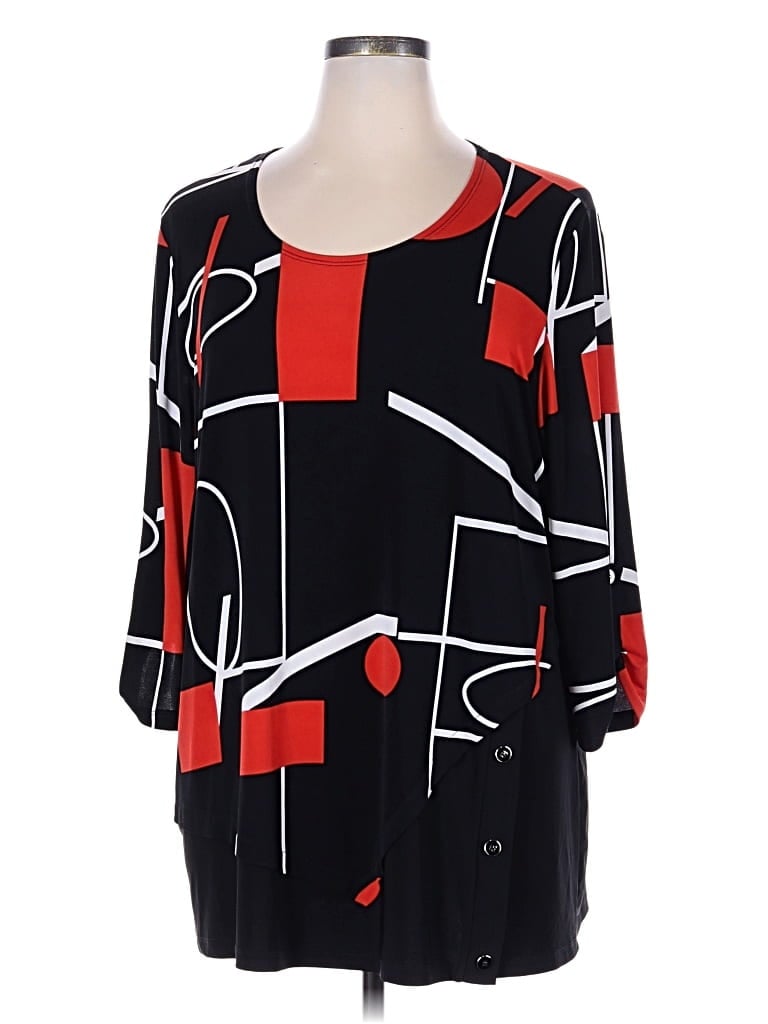 Pre-owned Artex 3/4 Sleeve Blouse In Black