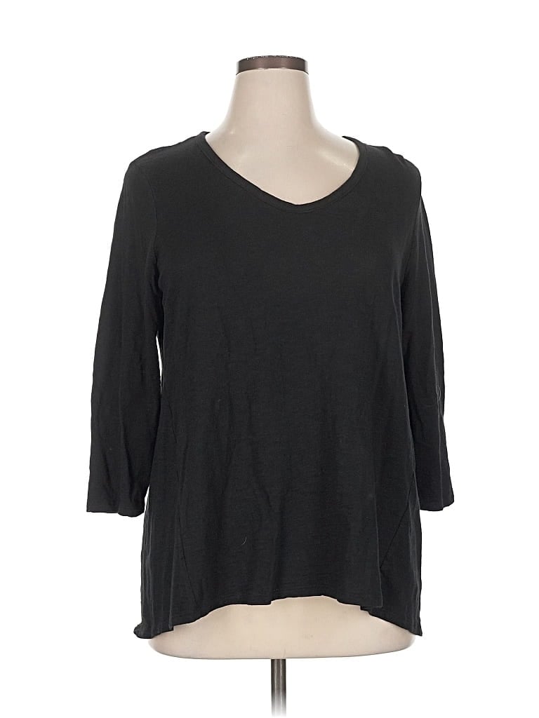 Pre-owned Chico's 3/4 Sleeve T-shirt In Black