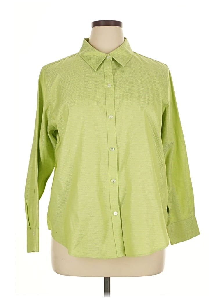 Pre-owned Elisabeth 3/4 Sleeve Button Down Shirt In Green