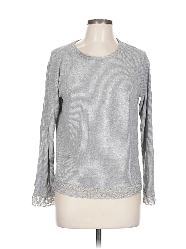 Pre-owned Rachel Parcell Long Sleeve T-shirt In Gray