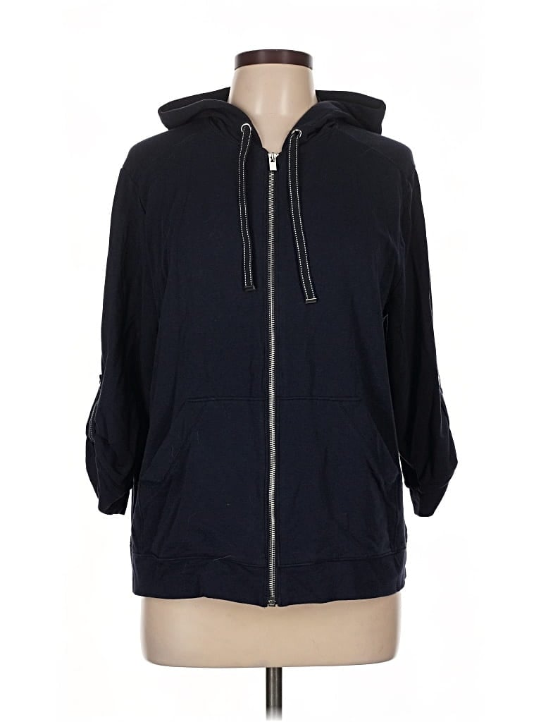 Pre-owned Zenergy By Chico's Zip Up Hoodie In Blue