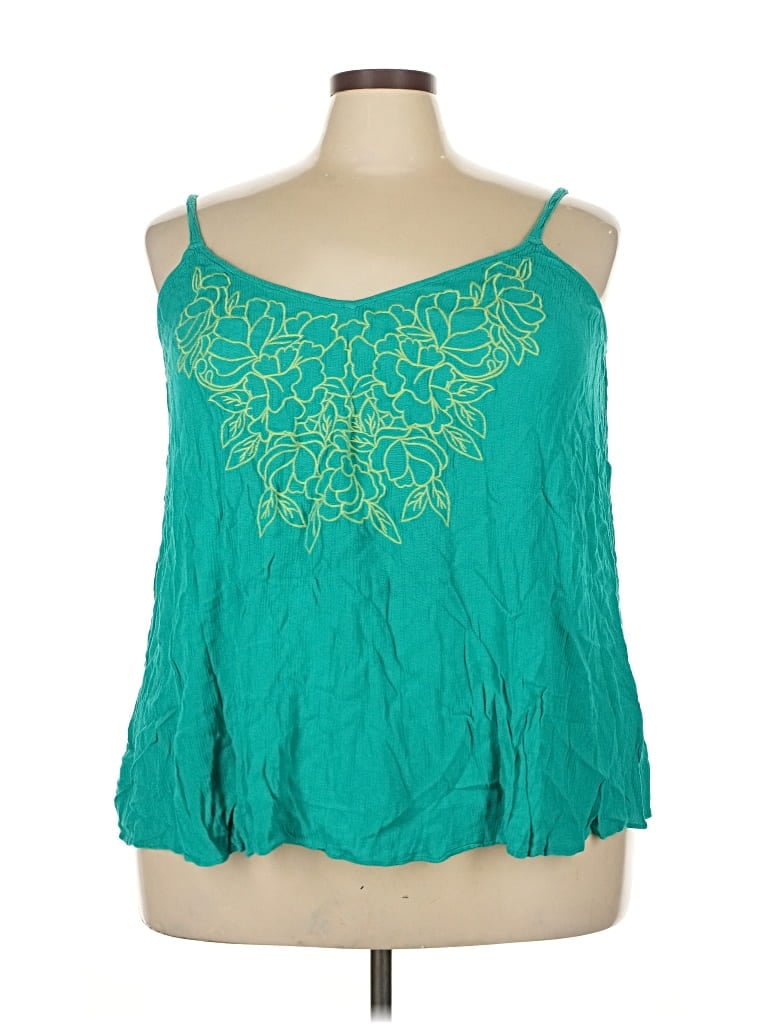 Pre-owned Torrid Tank Top Teal Cold Shoulder Neckline Tops In Blue