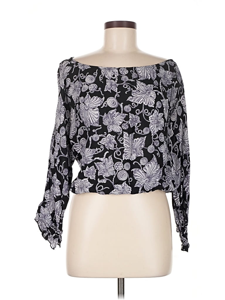 Pre-owned Flynn Skye 3/4 Sleeve Blouse In Black