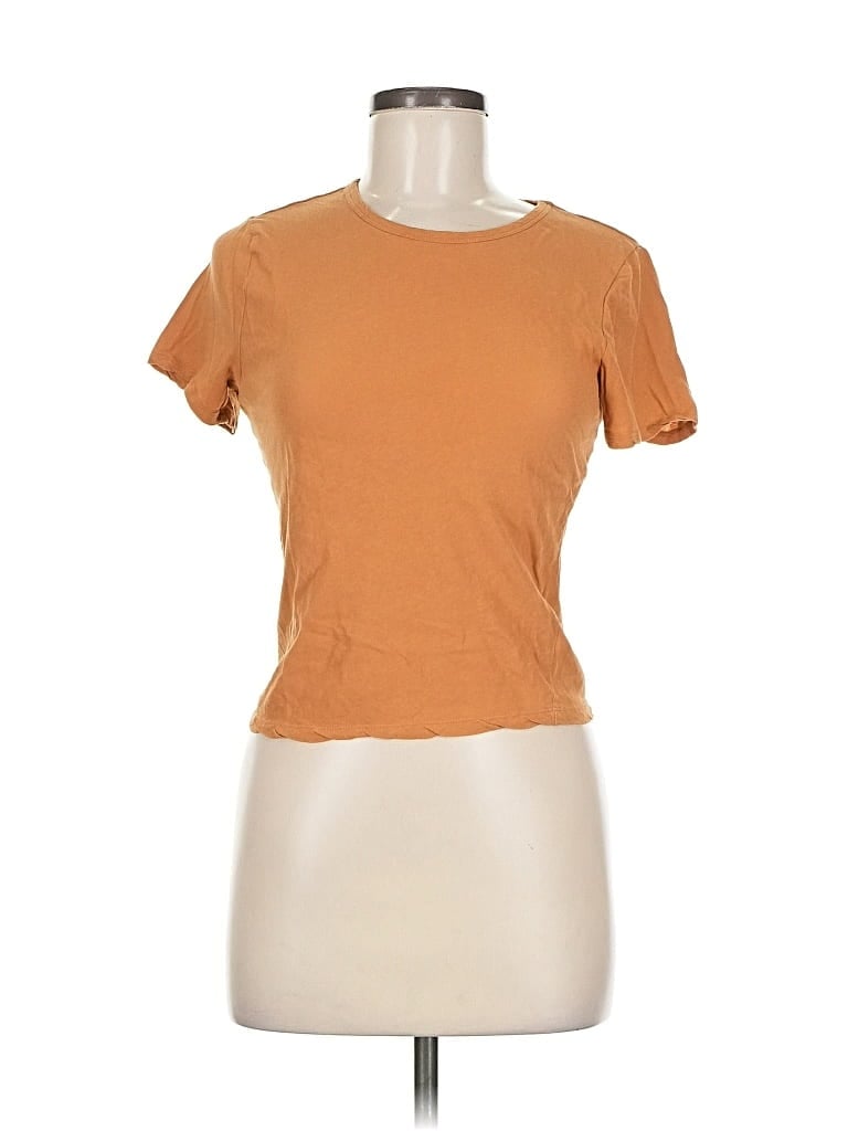 Pre-owned Good American Short Sleeve T-shirt In Brown