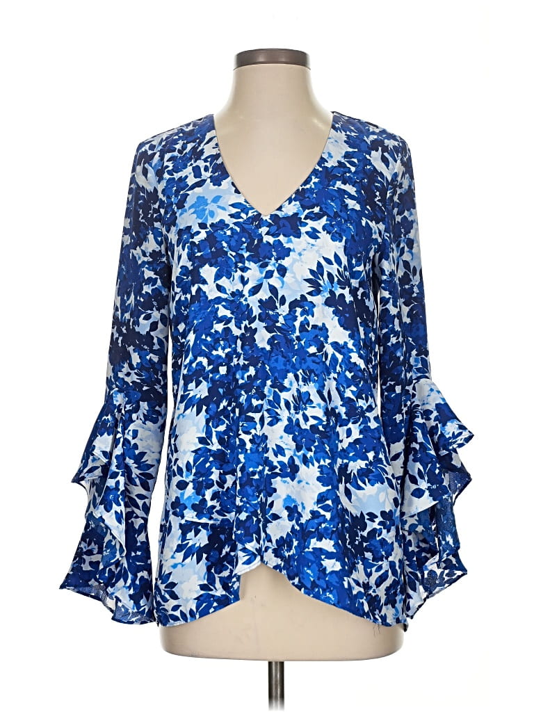 Pre-owned Vince Camuto Long Sleeve Blouse In Blue