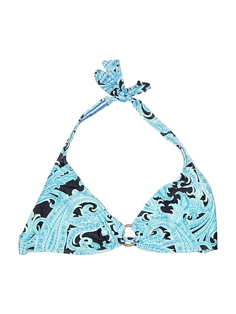 Pre-owned Chaps Swimsuit Top Blue Paisley Pattern Swimwear