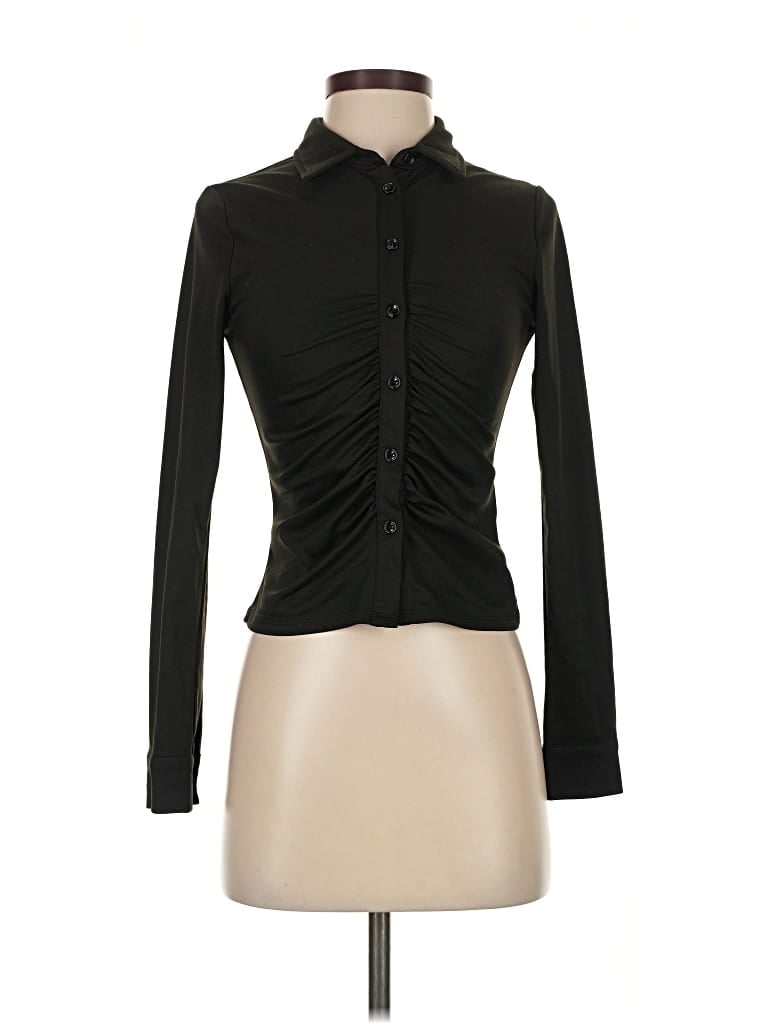 Pre-owned Adika Long Sleeve Blouse In Black