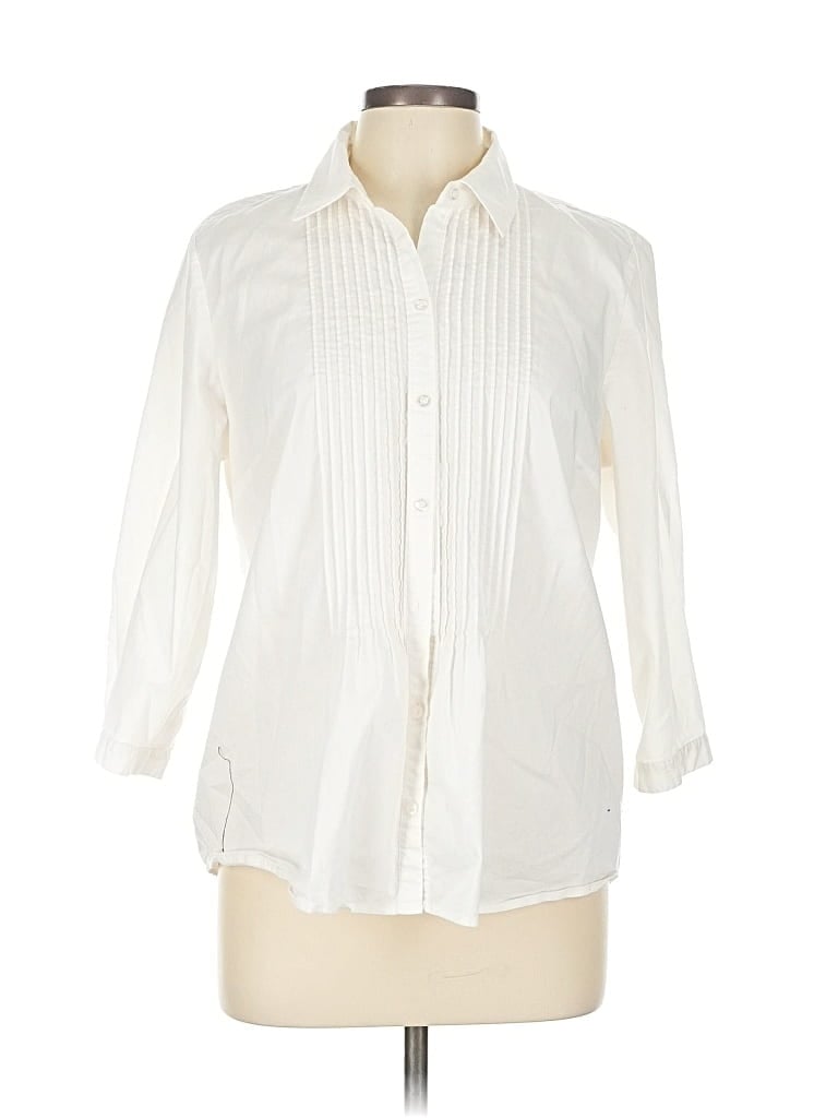 Pre-owned Rafaella 3/4 Sleeve Button Down Shirt In White