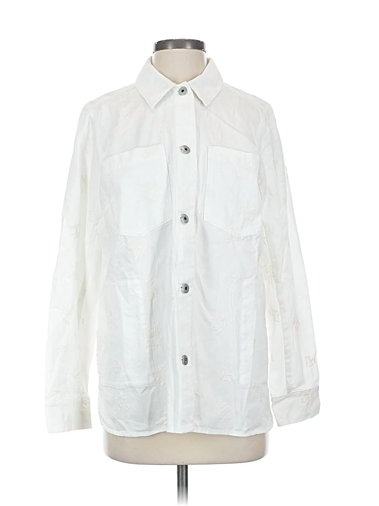 Jjill 3/4 Sleeve Button Down Shirt In White