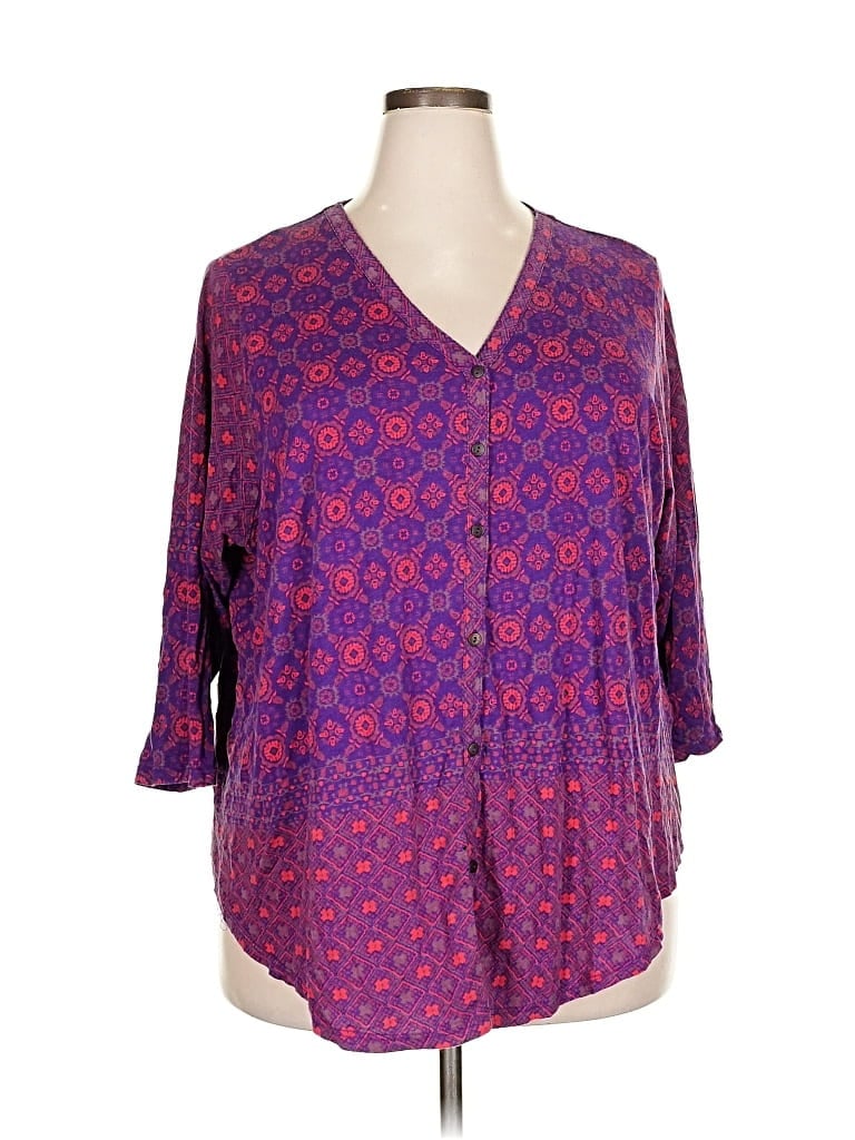 Pre-owned Lucky Brand 3/4 Sleeve Blouse In Purple
