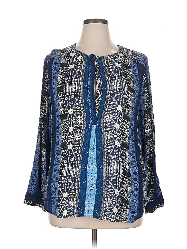 Pre-owned Nine West Long Sleeve Blouse In Blue