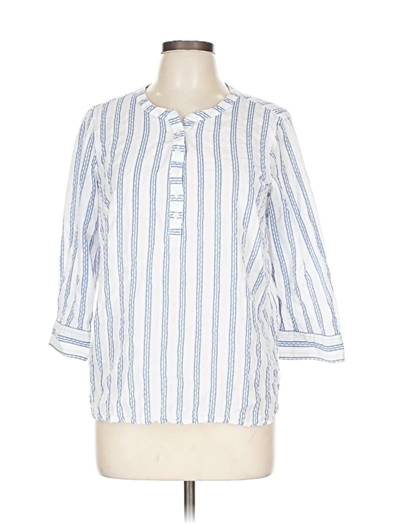 Pre-owned Talbots Outlet 3/4 Sleeve Button Down Shirt In White