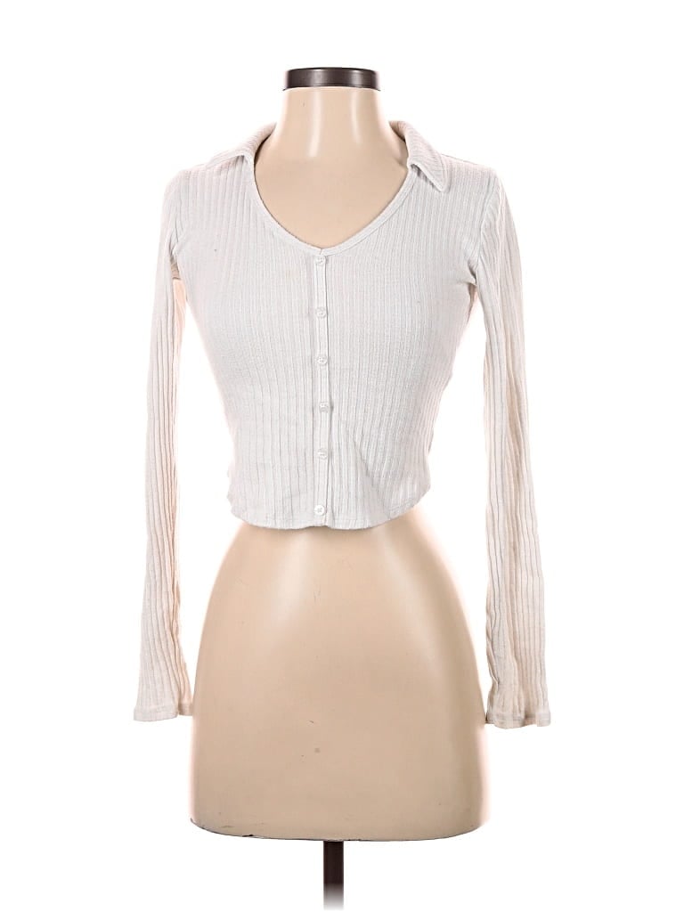 Pre-owned Hollister Cardigan Sweater In White