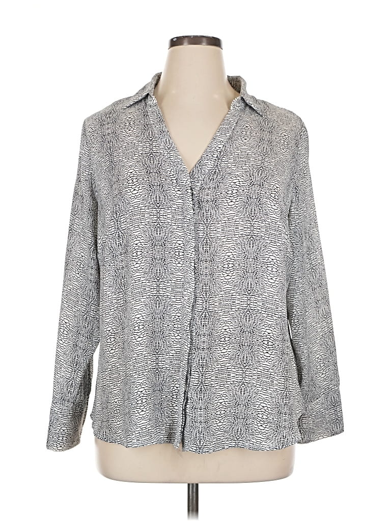 Pre-owned Worthington Long Sleeve Blouse In Gray