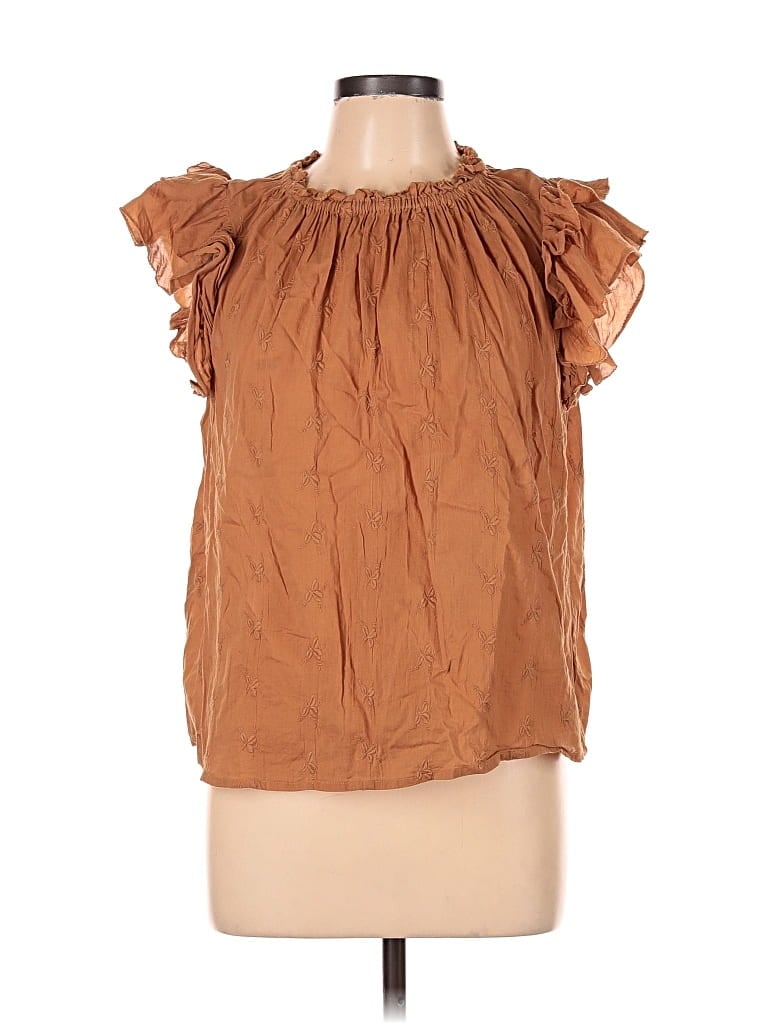 Pre-owned Universal Thread Short Sleeve Blouse In Brown