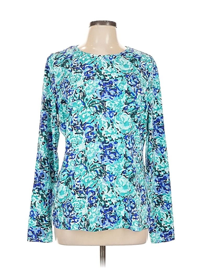 Pre-owned Lands' End Long Sleeve Blouse In Blue