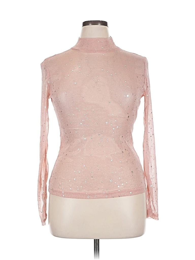 Pre-owned Mangopop Collection Long Sleeve Top Pink Turtleneck Tops