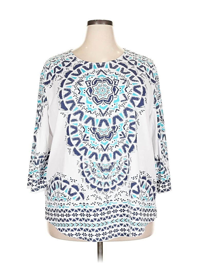 Pre-owned Links 3/4 Sleeve Blouse In White