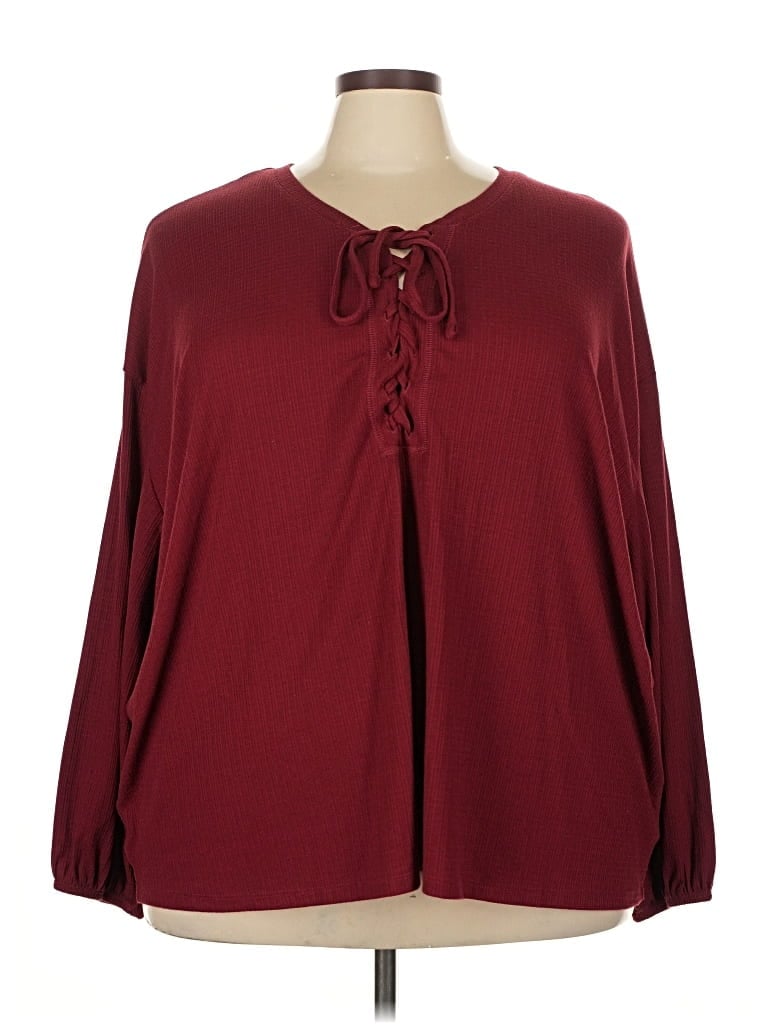 Pre-owned Torrid Long Sleeve Blouse In Burgundy