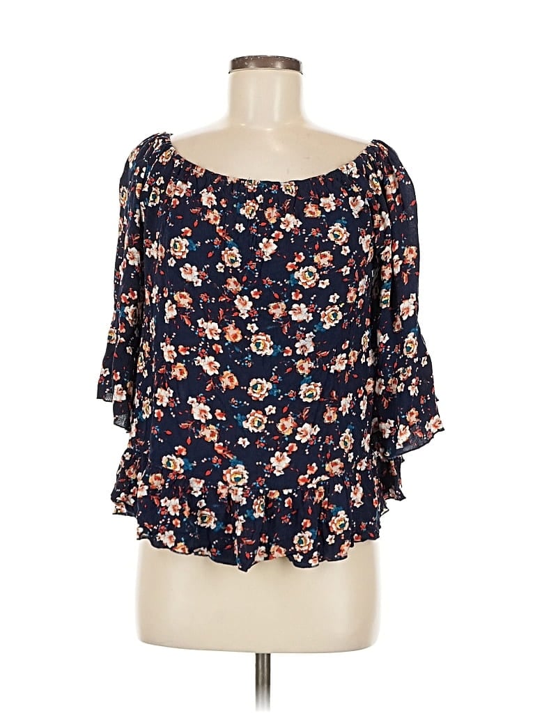 Pre-owned Lily White 3/4 Sleeve Blouse In Blue